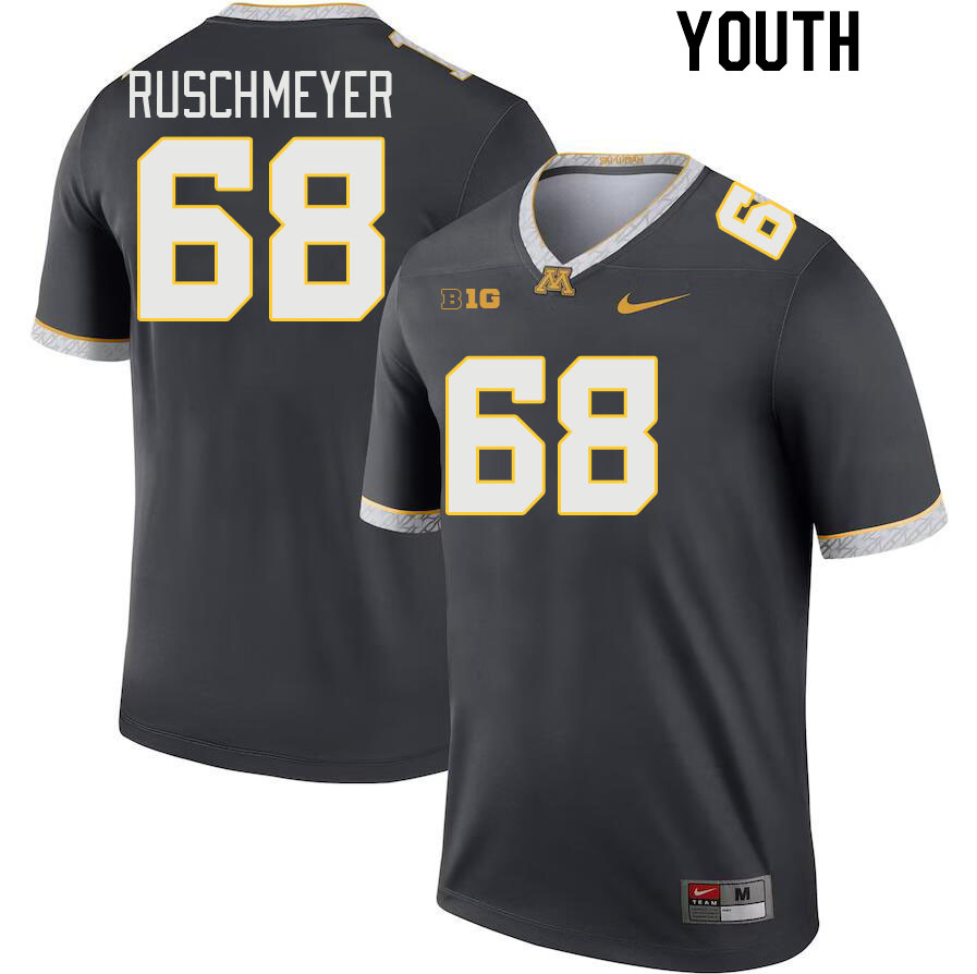 Youth #68 Jackson Ruschmeyer Minnesota Golden Gophers College Football Jerseys Stitched-Charcoal - Click Image to Close